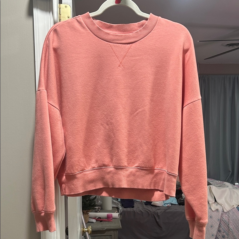 Chic Coral Crew Neck Sweater